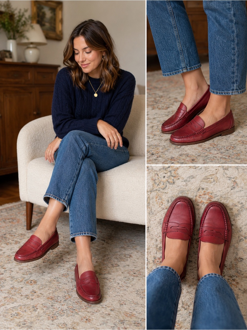 G.H.BASS Weejuns Ziggy II Red Leather Penny Loafers